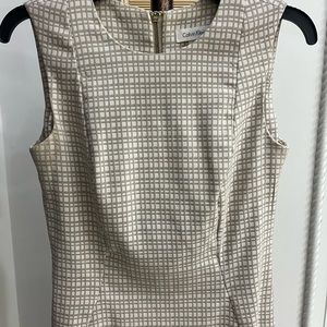Calvin Klein Beige and White Shift Dress Size 4